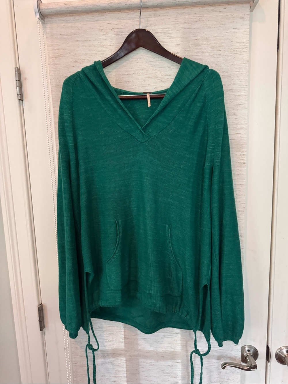 Free People Kelly Green Lightweight Knit Hoodie Sweater